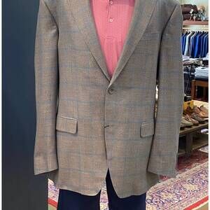 NEW BROOKWOOD men's window pane bamboo sport coat in grey/blue